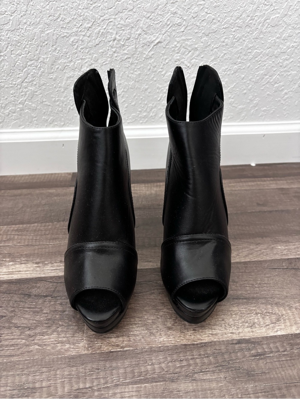 Black Faux Leather Heels